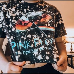 Pink Floyd bleach dye crop top